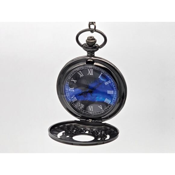 Vintage Blue Celestial Pocket Watch – Romantic Astronomy Lover, Star Gazer Gift - Picture 6 of 12